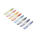Petit2 Mini Sign Pen - Medium - Set of 8, featuring transparent barrels and translucent caps, laid out on a white background, showcasing portability and vibrant colors.