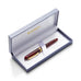 Burgundy Platinum #3776 Century - Bourgogne - Fine fountain pen with gold trim, displayed in a satin-lined box. Brand name Platinum stamped inside lid.