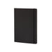 EcoQua A5 Dot Grid - Black notebook with a black hardcover and elastic band on the right edge, showcasing white page edges.