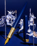 Brush Fountain Pen - Blue Legacy Satin Series Gold Nib (Fine)