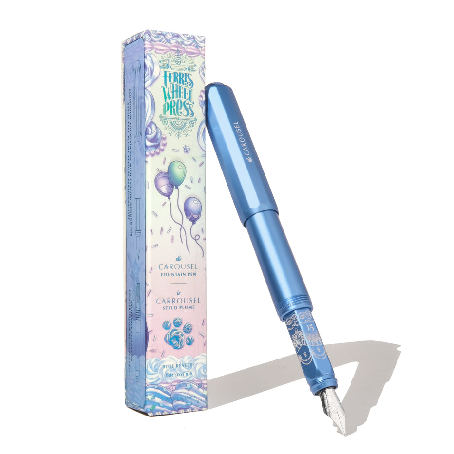 Aluminium Carousel Fountain Pen - Blue Revelry (Medium)