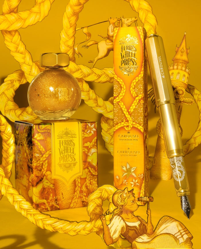 Ferris Wheel Press Aluminium Carousel Fountain Pen - Plaited Gold Tress (Medium) Fountain Pen