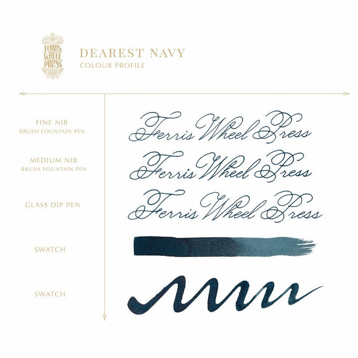 Ferris Wheel Press Everyday Collection - Dearest Navy Ink - 10ml Bottled Ink