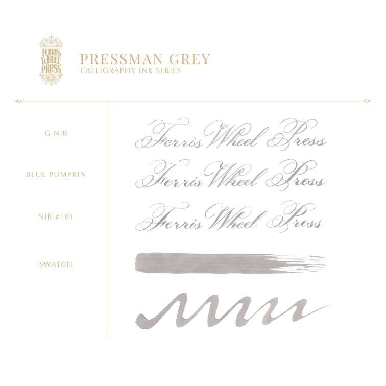 Ferris Wheel Press Pressman Grey (Calligraphy Ink) - 2ml Ink Sample