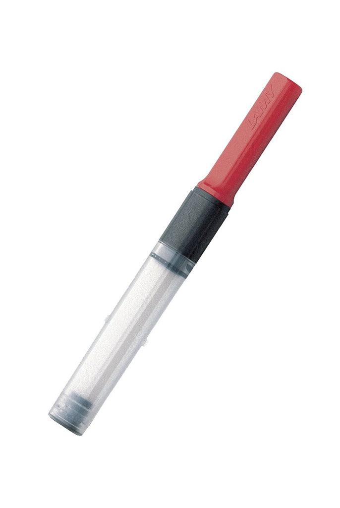 Z28 Converter for Lamy pens, designed to replace disposable cartridges, features a clear body with red trims for drawing ink from bottles.