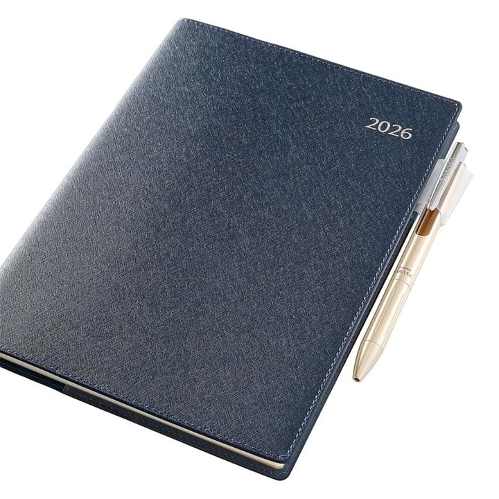 2026 Nolty PDCA Planner - A5 (Navy): A hard-cover planner with a pen loop, embossed year, and leatherette cover, ideal for organized professionals.