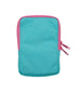 Sinclair Case - Spa Blue / Lime Green, a compact zip-up pouch by Nock Co., features dual zipper pulls and compartments for organizing pens or small items.