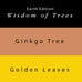 Ginkgo Tree and Golden Leaves ink set label features black, clay-brown, and golden-yellow bands with text highlighting plant-based, dye-based inks from Colorverse.