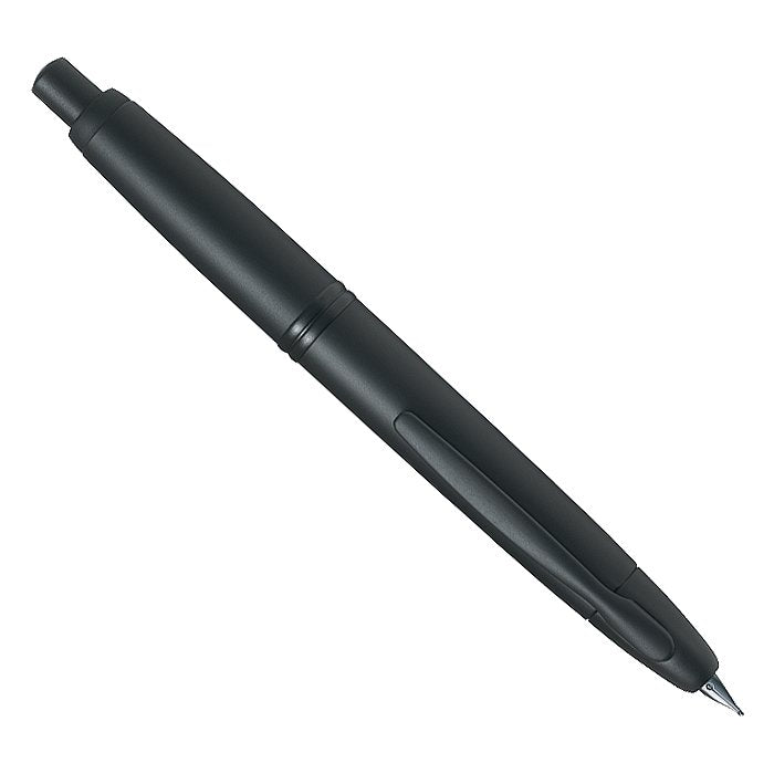 Vanishing Point - Matte Black - Medium retractable fountain pen with extended 18K gold black-ionized nib, showcasing a sleek, matte-black body and accents.