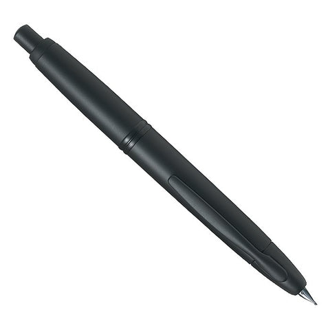 Vanishing Point - Matte Black - Stub fountain pen with a sleek, matte-black body, hooded 18K gold black-ionized nib, and click-retractable design.