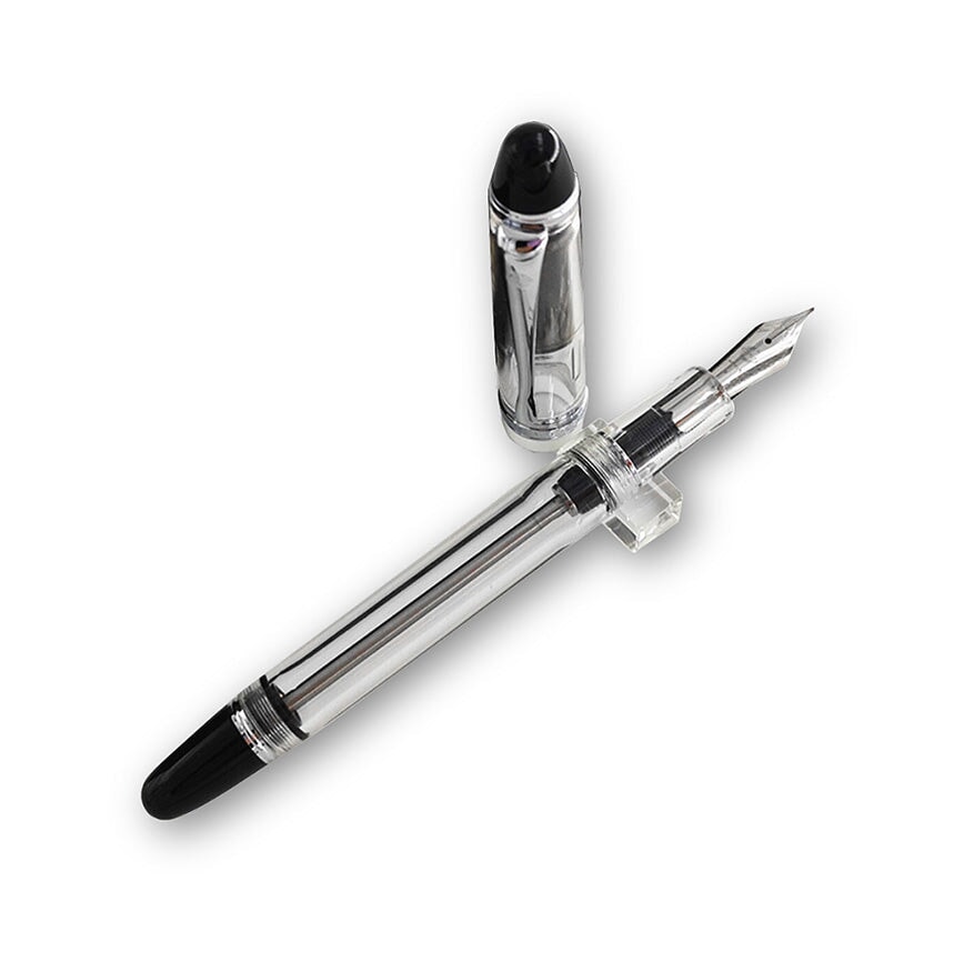 Wing Sung 699 (Clear / Silver) - Fine Fountain Pen