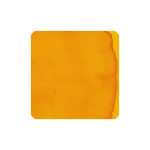 Amber - 30ml fountain pen ink by Diamine, featuring a warm orange swatch with textured edges, renowned for smooth flow and vintage pen safety.