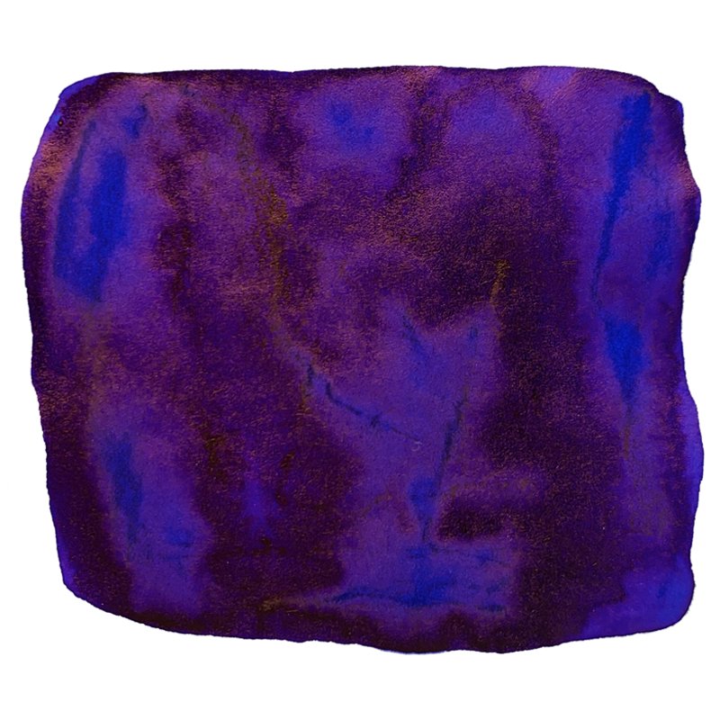 Ao - 40ml Taccia Fountain Pen Ink, deep textured purple-blue pigment blot, showcasing a rich, painterly swatch of color, inspired by Japanese color perception.