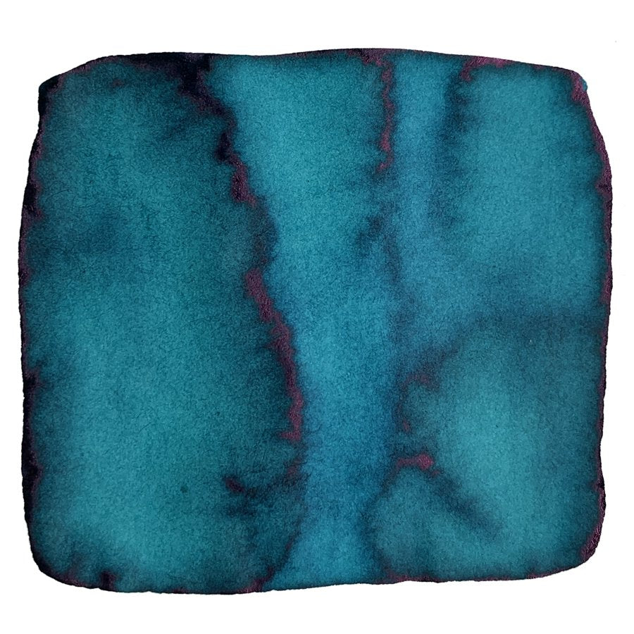 Swatch of Aqua Green - 38ml ink, showcasing teal hue with darker edges, reflecting 3Oysters' artistic dye-based series, inspired by visual and tasteful aesthetics.