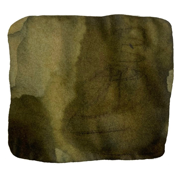 Abstract watercolor swatch in muted tones, representing Noodler's Ink Army Green, 88ml. Showcases the ink's earthy color suitable for various writing needs.