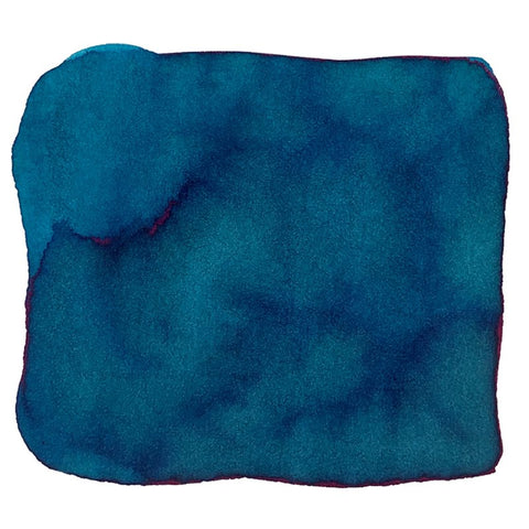 Bluegrass Velvet - 2ml sample of teal-blue watercolor ink, featuring a soft, textured abstract patch on a white background, from Ferris Wheel Press.