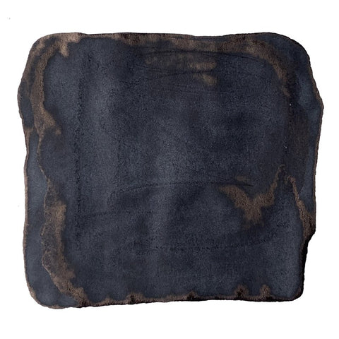 Aurora 100th Anniversary - Black (2ml) ink sample; abstract dark gray-to-black swatch with irregular edges, showcasing the rich, textured appearance of the dye-based ink.