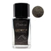 Carpink Black Square 18ml fountain-pen ink in a small glass bottle, featuring jet-black color with a dark silver sheen, alongside a round color swatch.