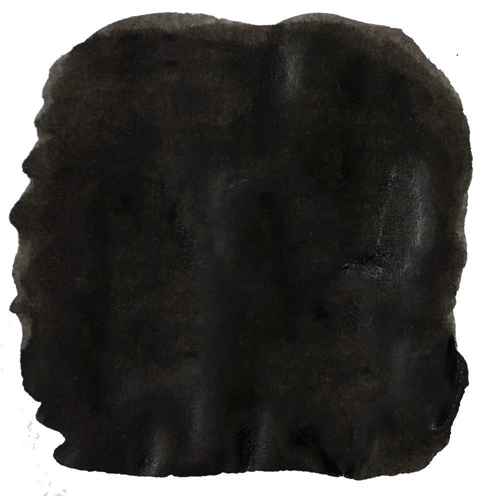 Noodler's Black - 2ml ink swatch, showing an abstract black smear on white, representing the rich dye-based, archival ink's vivid application.