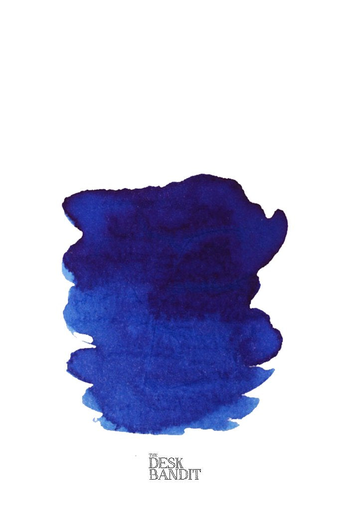 Blau Permanent (2ml) ink swatch, a rich deep blue, displayed on a white background with THE DESK BANDIT watermark, showcasing Rohrer & Klingner's dye-based quality.