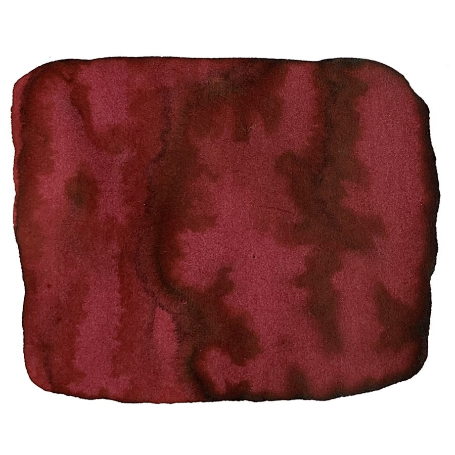 Blood Crimson - 2ml fountain pen ink sample, showcasing a deep red, irregular swatch with tonal variations, perfect for testing color and flow.