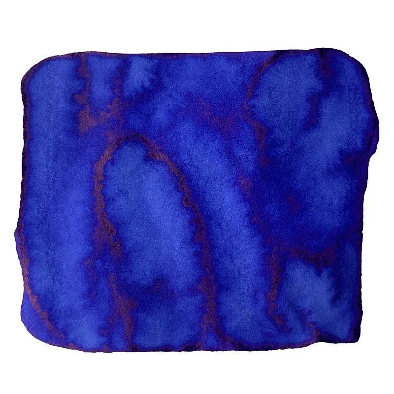 Aurora 100th Anniversary - Blue (55ml) features a deep blue pigment swatch with textured veins, commemorating Aurora's legacy in premium writing instruments.