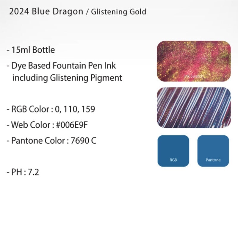Colorverse 2024 Blue Dragon (Glistening Gold) - 2ml Ink Sample