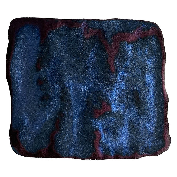 Blue Velvet Storm (Shake 'N' Shimmy) - 50ml ink swatch; dark blue-black with metallic blue shimmer and deep red-burgundy sheen, ideal for fountain pens.