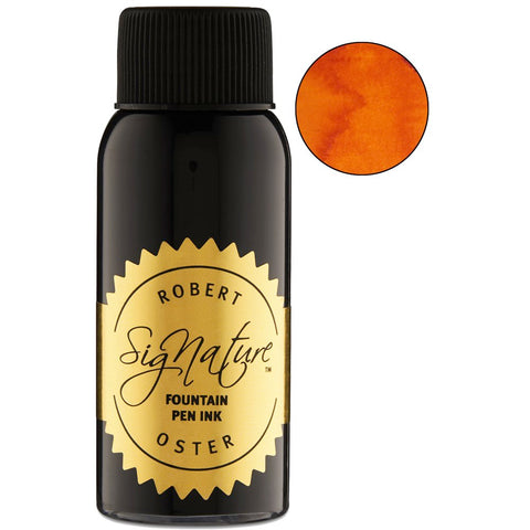 NG Special '16 - 50ml, Robert Oster Signature fountain-pen ink in an elegant black glass bottle with a gold seal, featuring orange-toned ink.
