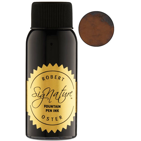 Caffe Crema - 50ml bottle of Robert Oster Signature fountain-pen ink, featuring a rust-brown swatch, inspired by South Australia's wine regions.