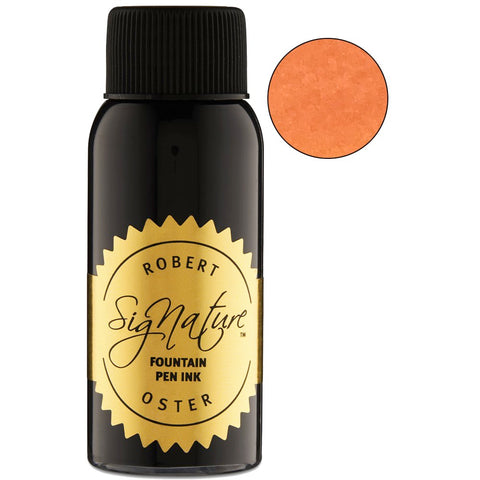 Peach - 50ml Robert Oster Signature fountain-pen ink bottle with a bright, warm orange swatch circle, inspired by South Australia's wine regions.