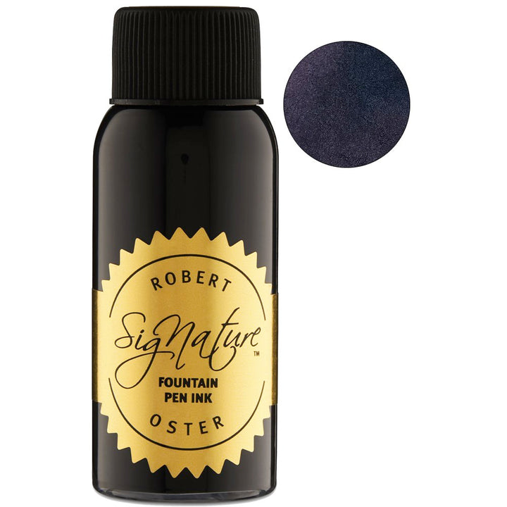 Sydney Lavender - 50ml: Robert Oster Signature fountain pen ink bottle with a shimmering blue-black ink swatch, inspired by South Australia's unique palette.