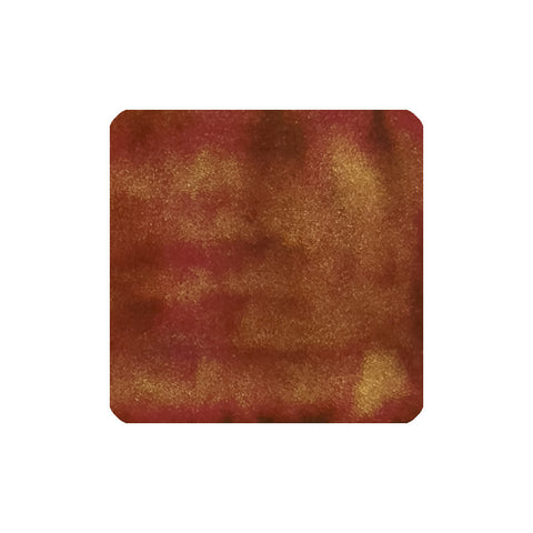 Brandy Dazzle Shimmer Ink - 50ml by Diamine, featuring a metallic deep red and bronze texture with gold flecks, ideal for fountain pen enthusiasts.