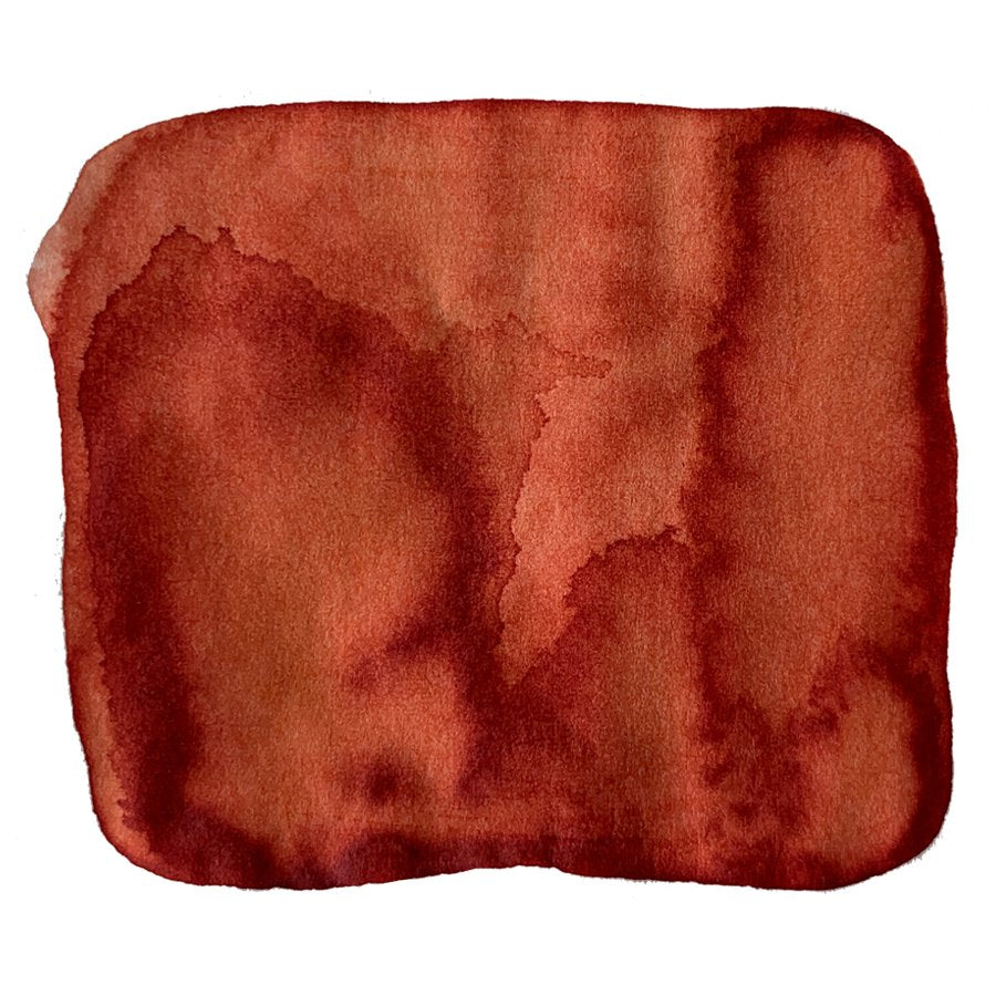 Bukhansan - 38ml watercolor swatch showing a reddish-brown abstract wash with tonal variations, part of 3Oysters' Seoul-inspired I.COLOR.U series.