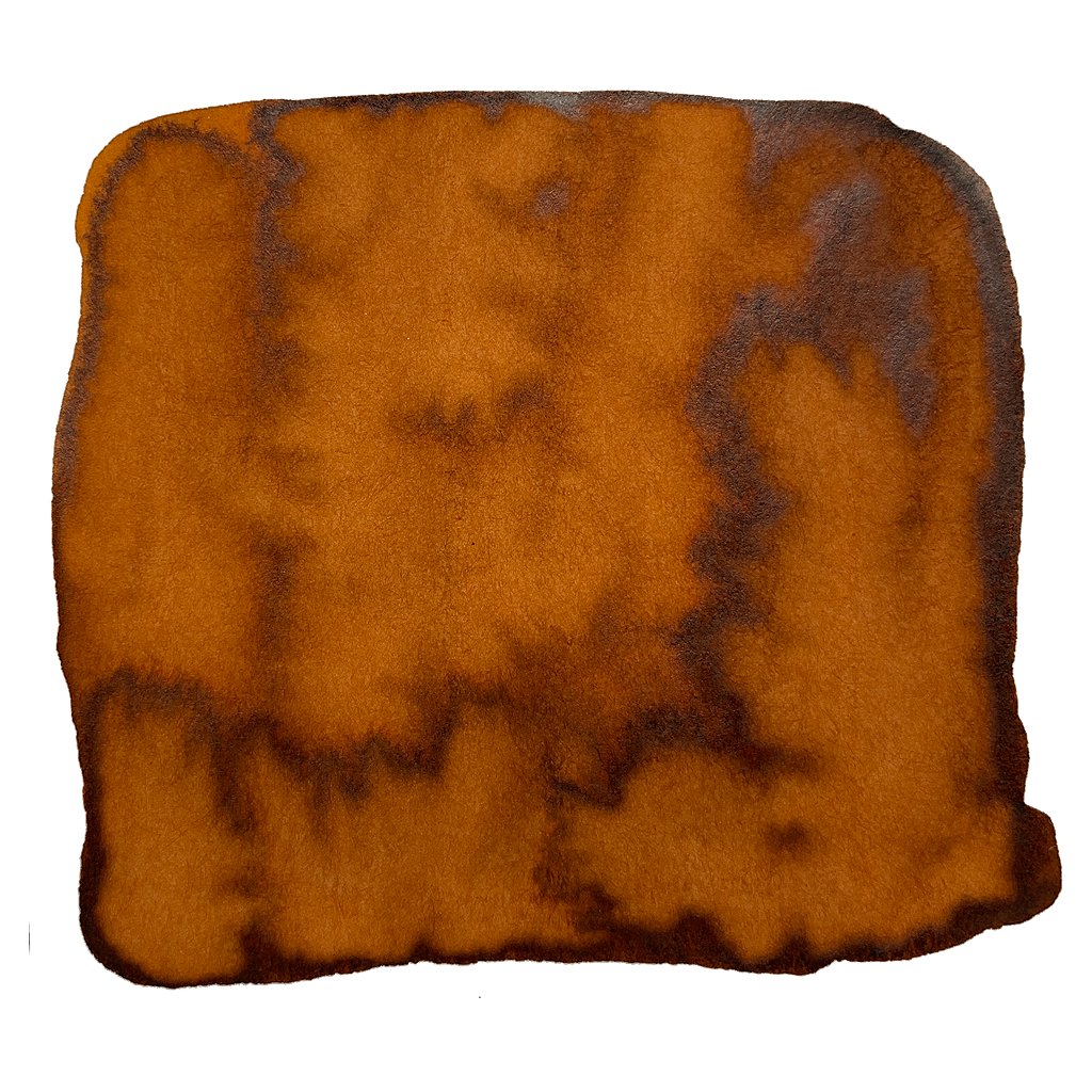 Burned Orange - 50ml dye-based ink, featuring a warm brown-orange watercolor stain with dark, cloud-like edges, inspired by South Australian wine regions.