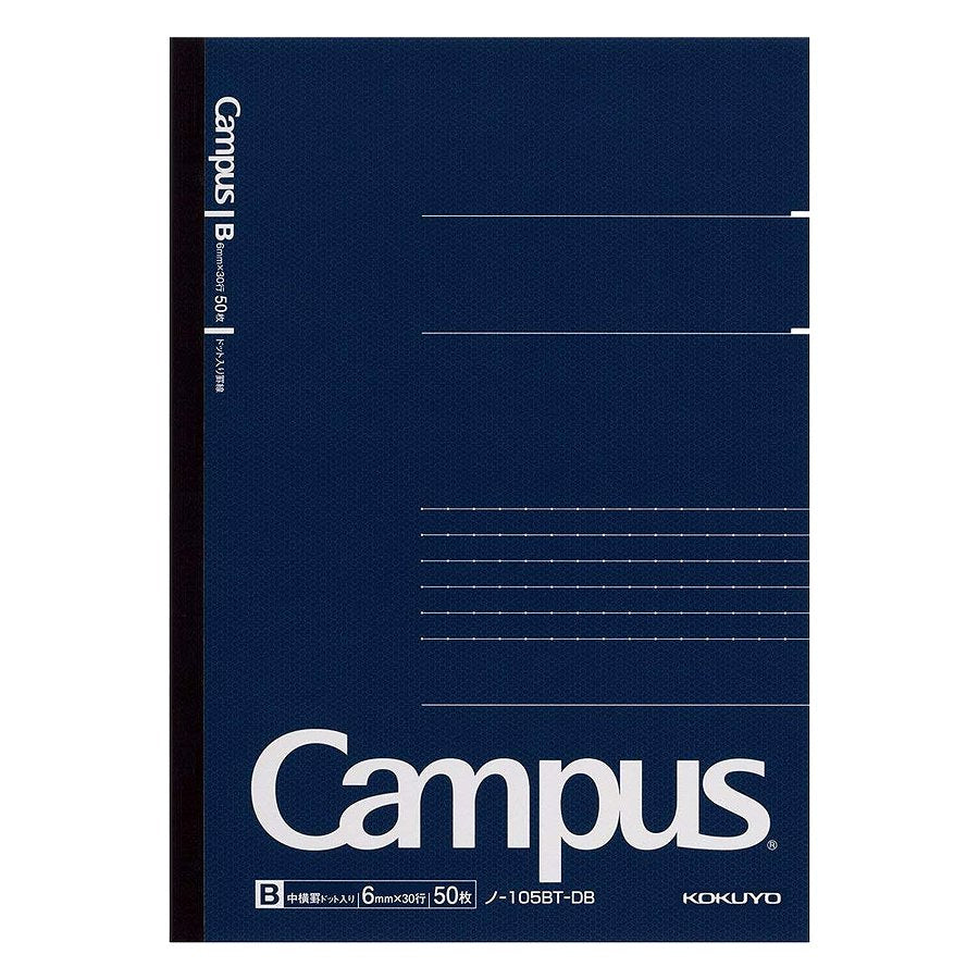 Campus Business A5 Notebook - 6mm dotted rule: Slim, dark-blue, perfect-bound with matte honeycomb design, 50 sheets, lightly ruled, space for name/subject, white Campus text.