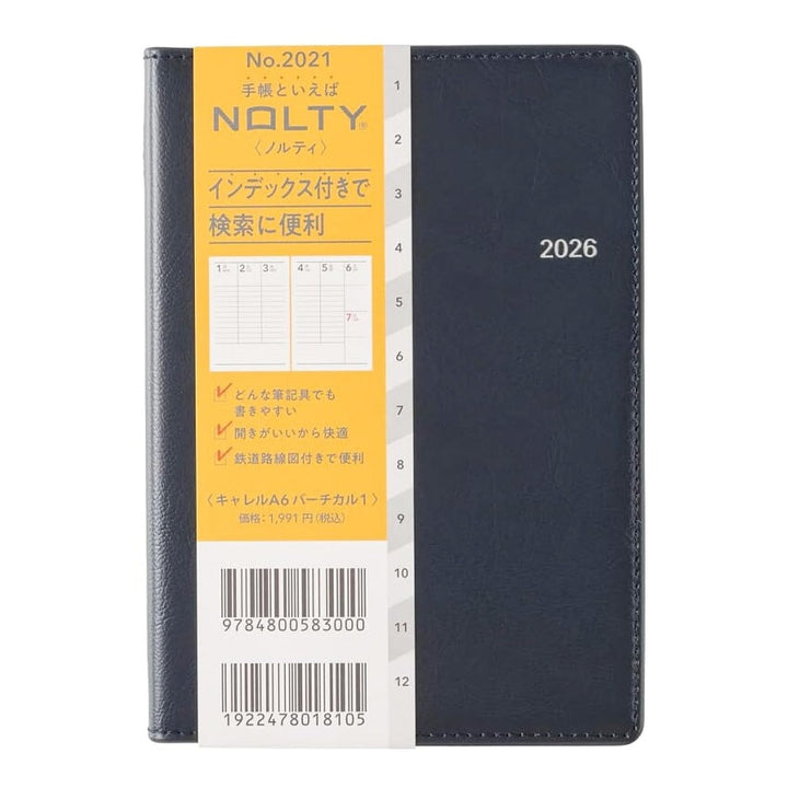 Nolty 2026 Carrel Weekly Vertical - A6 (Navy) Planners