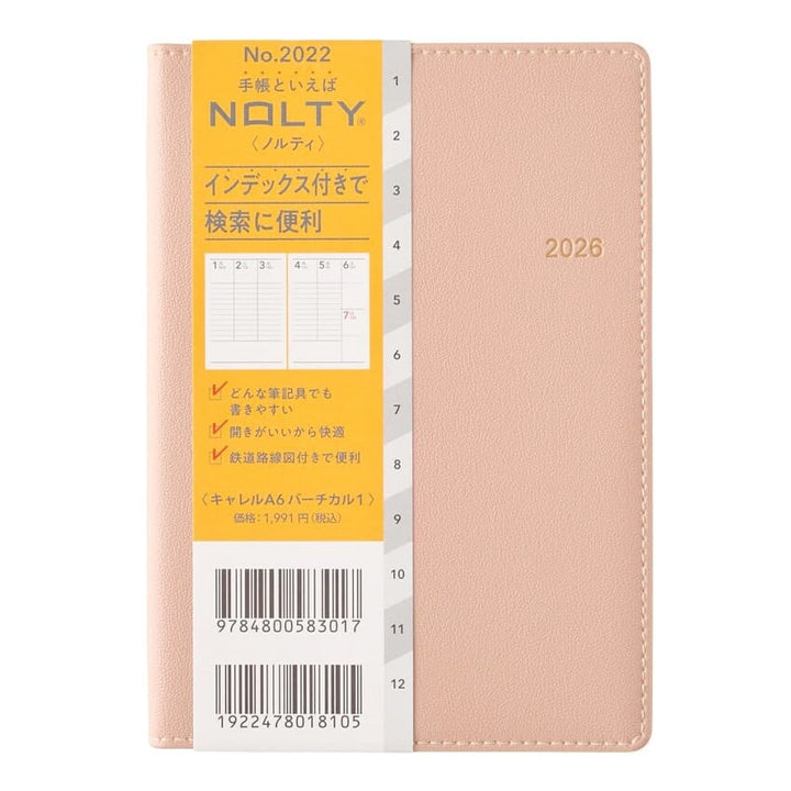 Nolty 2026 Carrel Weekly Vertical - A6 (Pink) Planners