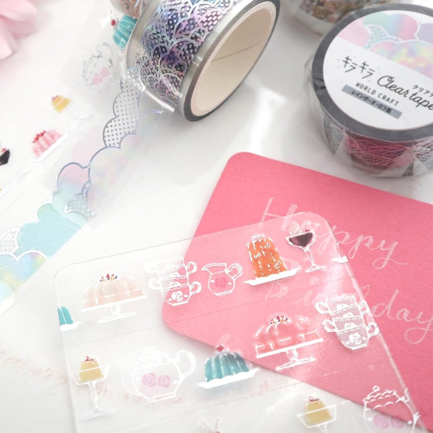 World Craft Cotton Candy Foiled Clear Tape (PET) PET Tape