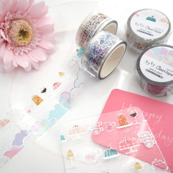 World Craft Cotton Candy Foiled Clear Tape (PET) PET Tape