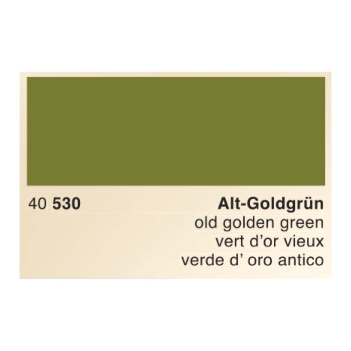 Rohrer & Klingner Alt-Goldgrun - 50ml color swatch showing a muted olive/golden-green shade, labeled with code “40 530” for fountain pen use or painting.