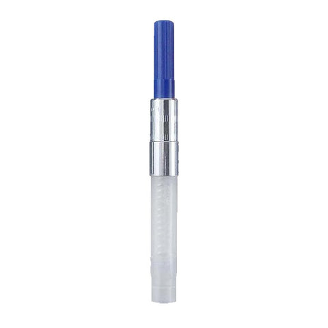 Converter (Blue): Internal ink-cartridge assembly showing blue plastic end, metal coupling, and clear barrel with spring. Compatible with Sailor Pen models, 0.5ml capacity.