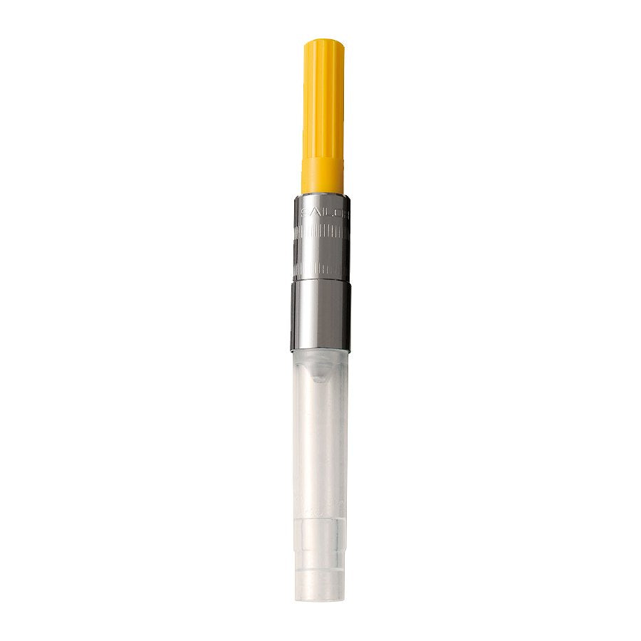 Sailor Converter (Yellow), a piston-style ink converter with a clear reservoir and metal collar, designed to fit Sailor's Professional Gear and Profit fountain pens.