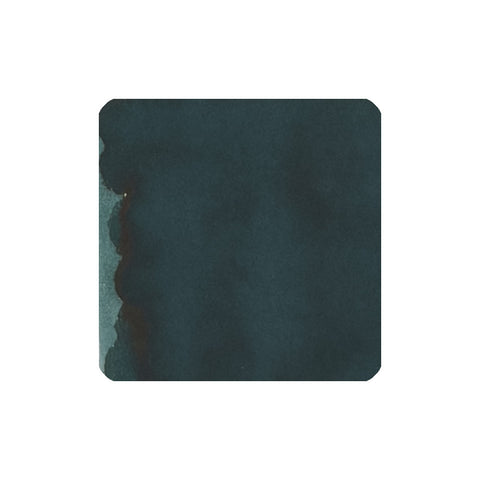 Diamine Dark Forest (150th Anniversary) fountain pen ink, 40ml, in a deep teal-blue watercolor swatch, ideal for vintage pens and eco-conscious writing.