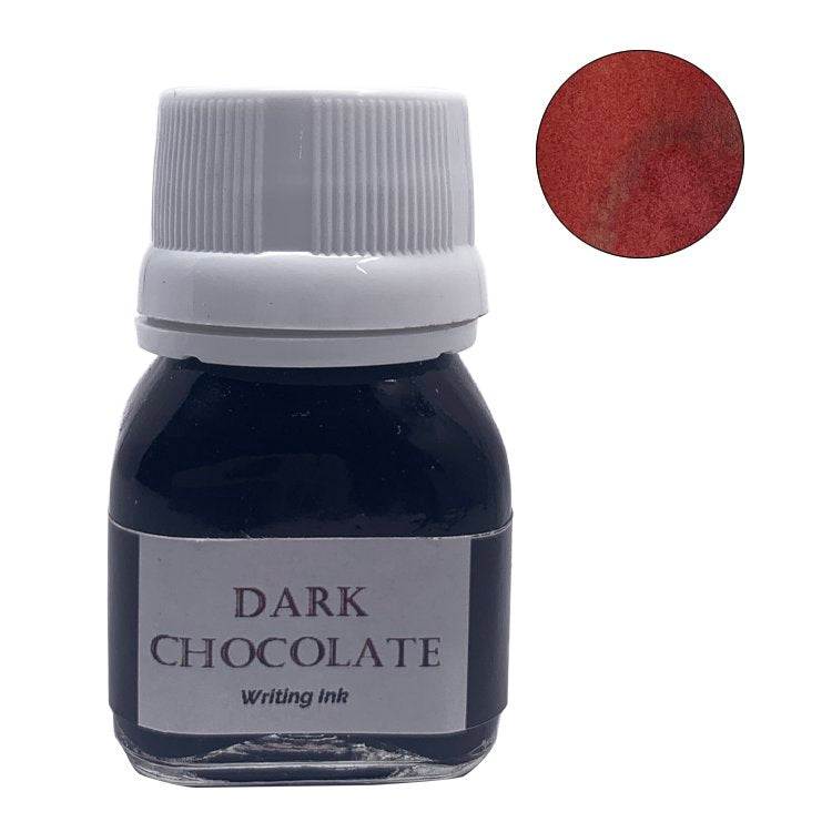 Dark Chocolate - 2ml glass bottle of deep reddish-brown calligraphy ink by Krishna Inks, handmade in Kerala, India.