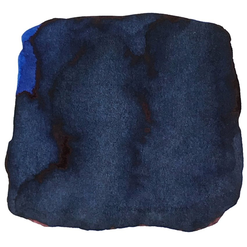 Swatch of Colorverse ink in Depth - 2ml, showcasing a textured, deep blue-black watercolor with tonal variations, representative of its dye-based quality.