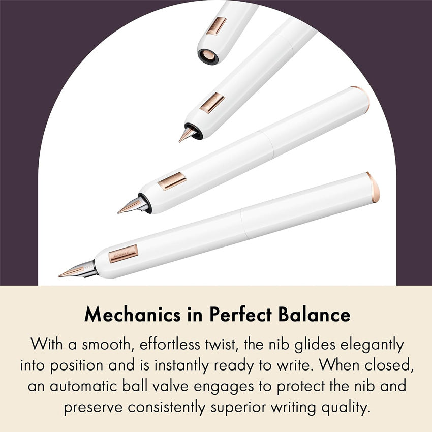 Dialog CC Fountain Pen (White / Rose Gold) - Medium