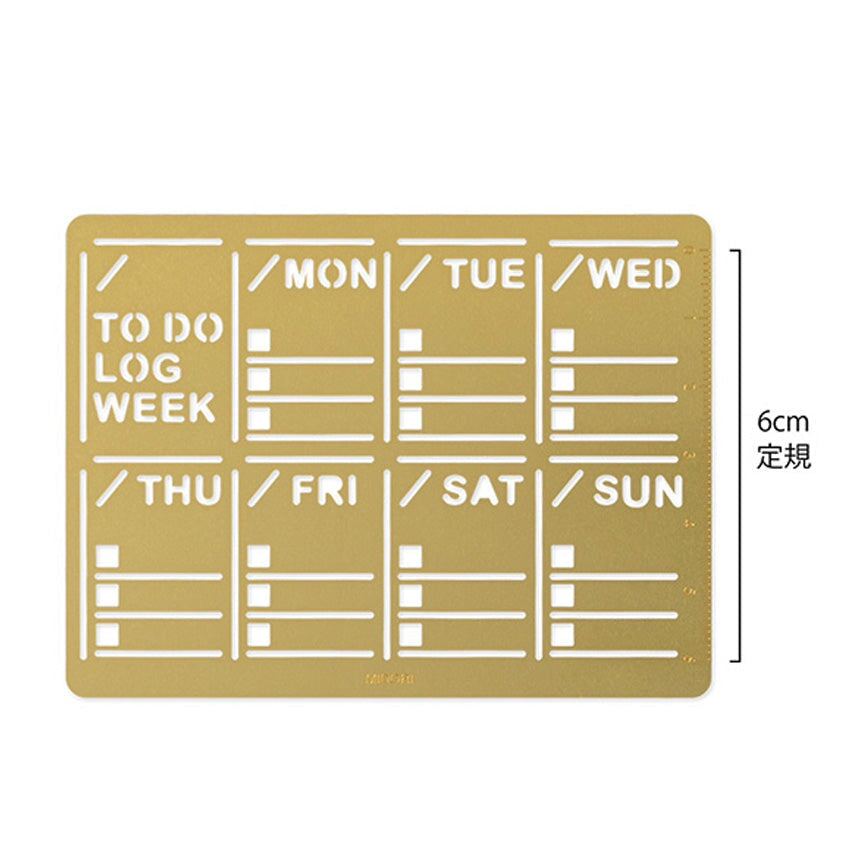 Midori Weekly Block Brass Template Accessories