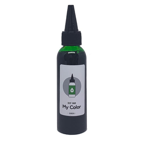 DIY Refill (Green) - 60ml: A squeeze-bottle of green ink with a precise nozzle cap, labeled DIY INK My Color – Green by 3Oysters.