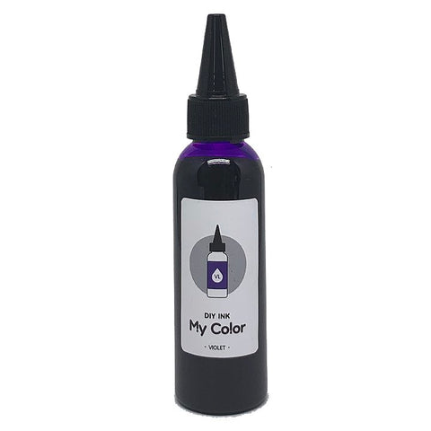 DIY Refill (Violet) - 60ml, plastic squeeze-bottle with pointed nozzle cap, 3Oysters brand, water-based dye ink for Color DIY Ink set.